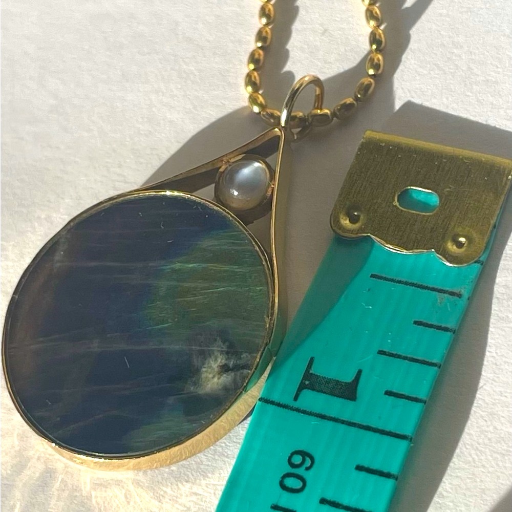 Stunning Labradorite and Gold Pendant With 24K Bezel set Moonstone One of a kind - Picture 12 of 12